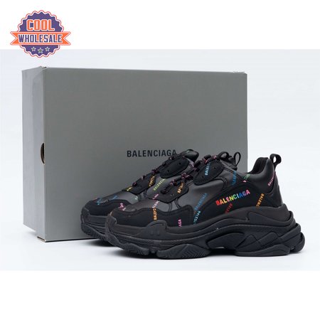 Balenciaga Triple S Allover Logo Black Rainbow (W) SIZE: 35-45